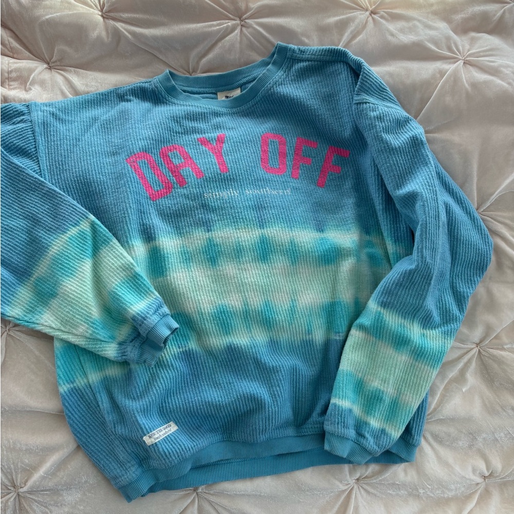 Simply Southern DAY OFF Tie Dye Ribbed Sweatshirt like new